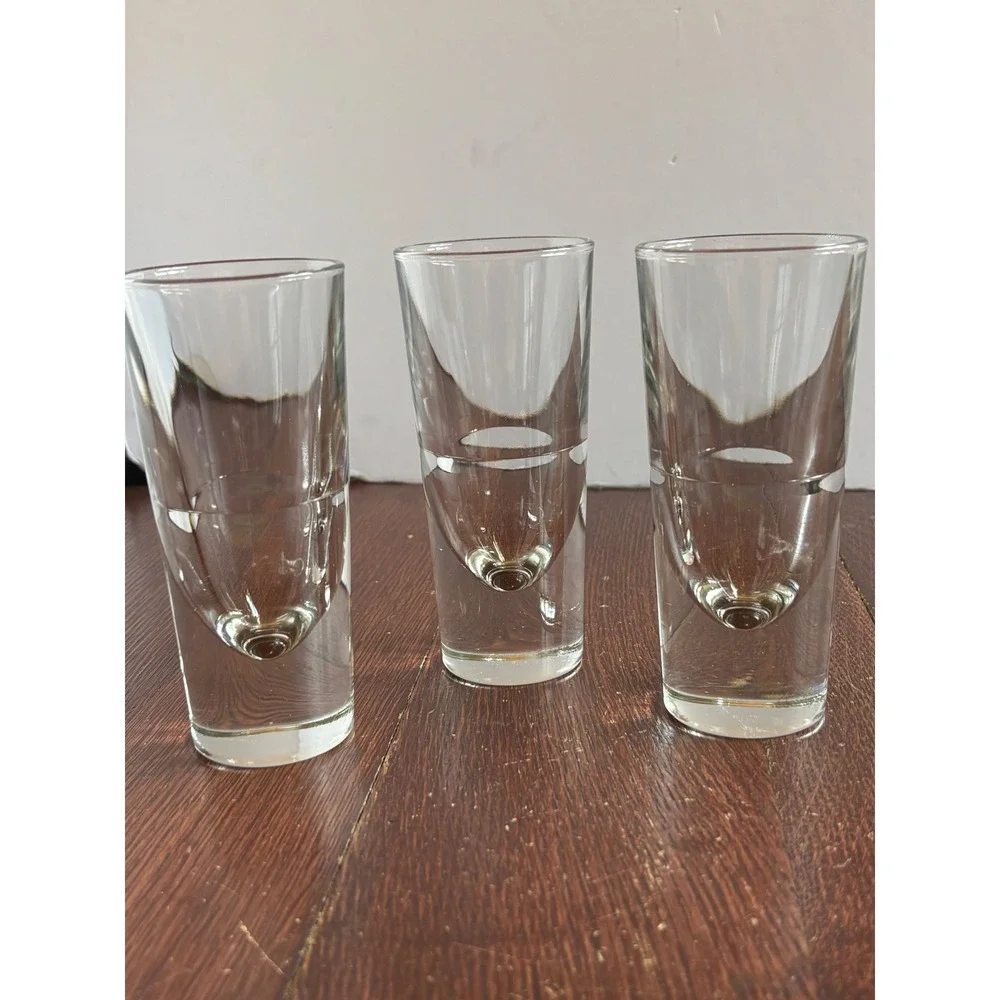 Set of 3 Bullet‎ Glasses Heavy Base Teardrop Bubble Clear Glass Barware 4.25